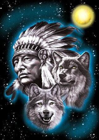 Native american chief wolves full - incredible art free wallpaper