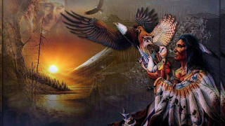 Native american woman bird deer - incredible art free wallpaper