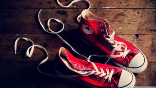 Red converse sneakers white laces - a pair free wallpaper