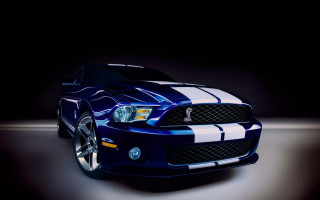 Blue mustang car white stripes 3 - hood hood free wallpaper