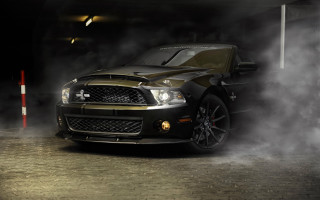 Black gold mustang parking garage 2 - smoke free wallpaper for desktop