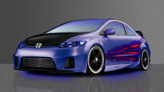 Blue car red flame hood - hood hood free wallpaper