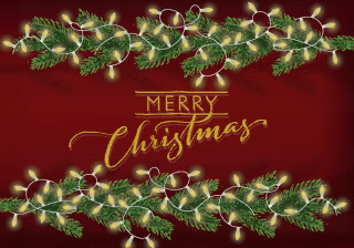 Merry christmas card garland lights - merry free wallpaper