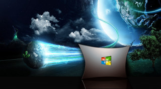 Computer screen planet window plant - a green plant free wallpaper