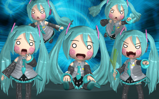 Blue hair cartoon girls surreal - animated free wallpaper