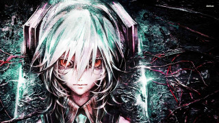 Anime longhair redeyes greenlights holography - line free wallpaper for desktop