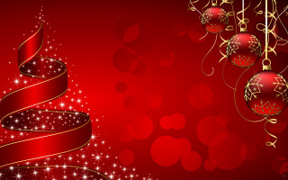 Red christmas card gold ribbon - a gold ribbon free wallpaper for desktop