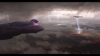 Futuristic space station smoke rockets - smoke and smoke free wallpaper