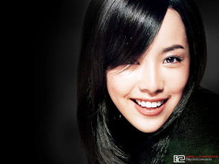 Woman black hair smiling black - chen lin free wallpaper