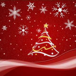 Christmas tree snowflakes red background 3 - free christmas wallpaper for tablet