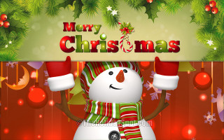 Snowman holding cup merry christmas - a cup free wallpaper