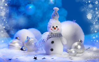 Snowman hat scarf ornaments blue - ornament free wallpaper