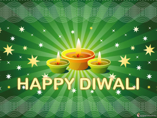 Diwali happy candles green background - light effect free wallpaper