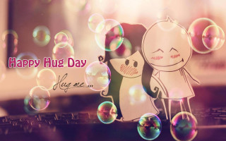 Bubbles floating keyboard hug day - single body free wallpaper