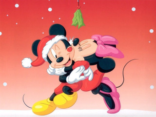 Mickey minnie kissing snow christmas - a pop art painting free wallpaper
