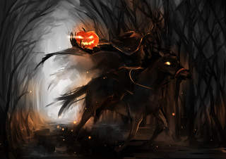 Horse pumpkin forest man riding - anato finnstark free wallpaper