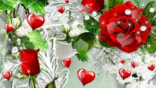 Red rose hearts flower gothic - white star free wallpaper