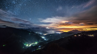 Night sky stars clouds mountain 2 - a night sky free wallpaper