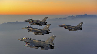 Fighter jets sunset mountains fog - exekia free wallpaper