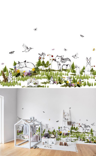 Room wall mural animals plants - environment free wallpaper