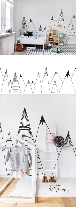 Bedroom bed mountains wall ladder - a childs drawing free wallpaper