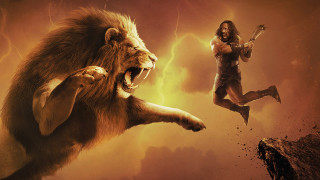 Woman attacking lion sword wonderworld - a lion free wallpaper for desktop