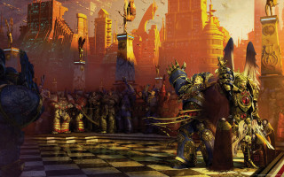 Man horse crowd city tall - warhammer free wallpaper