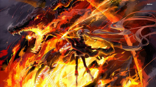 Fire dragon attacking demon flames - flame free wallpaper for desktop