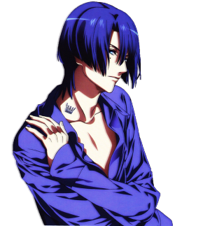 Blue haired man posing blood - his arm free wallpaper for tablet