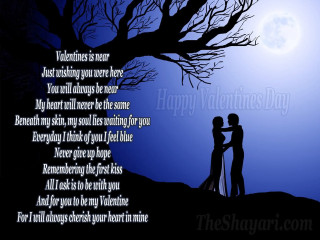 Couple kissing tree fullmoon poem - free valentines wallpaper