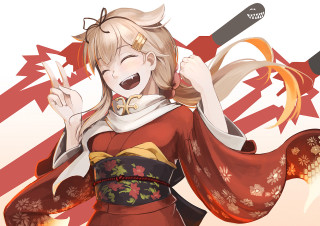 Woman kimono baseball bat flag - cheerful free wallpaper