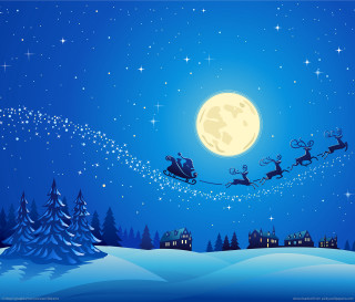 Santa sleigh snowy landscape fullmoon - over a snowy landscape free wallpaper