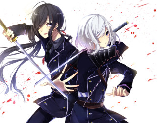 Anime characters swords blood splatter - sword free wallpaper