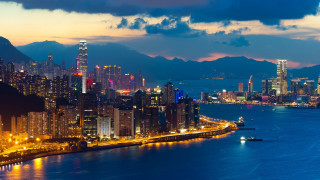 City skyline night river mountains - cui bai free wallpaper for desktop