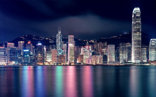 City skyline night lights water 2 - cui bai free wallpaper