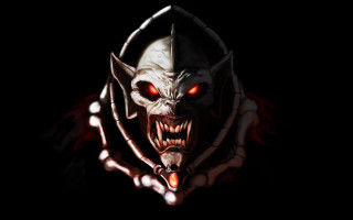 Demonic demon glowing eyes fangs 3 - sinister free wallpaper for desktop