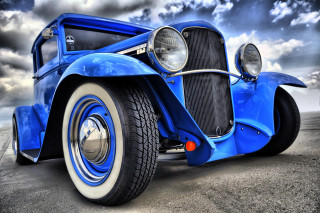 Blue car parking lot cloudy 2 - art deco free wallpaper