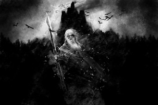 Man long white beard sword - a charcoal drawing free wallpaper