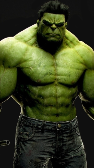 Greenface male muscular vfx posing - free 3d render wallpaper for mobile