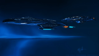 Futuristic ship floating blue background - a futuristic ship free wallpaper