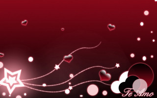 Red background hearts stars pattern - a star in the middle of the image free wallpaper