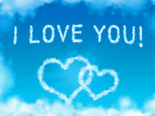 Blue sky clouds two hearts - two heart free wallpaper