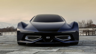 Futuristic car brick surface building - a futuristic car free wallpaper