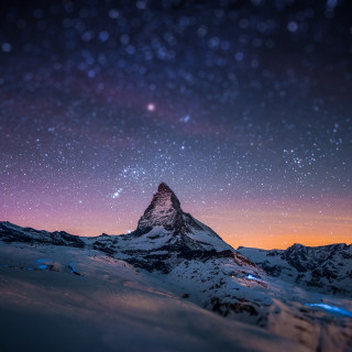 Mountain star filled sky above - free winter wallpaper for tablet
