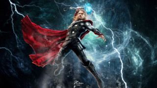 Man thor costume lightning background - action painting free wallpaper