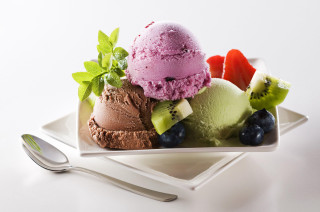 Ice cream fruit spoon white - byeon sangbyeok free wallpaper