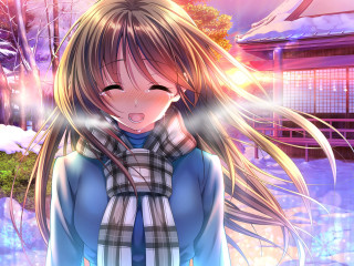 Girl long hair scarf snowy - long hair and a scarf free wallpaper