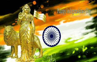 Golden statue woman flag lion - flag free wallpaper for desktop