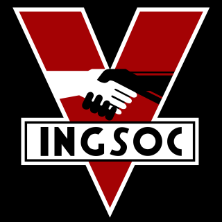 Red white logo handshake ingsoc - a hand free wallpaper for tablet