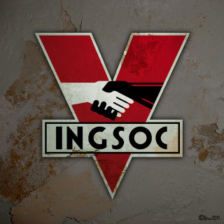 Red white sign handshake ingsoc - a hand free wallpaper for tablet
